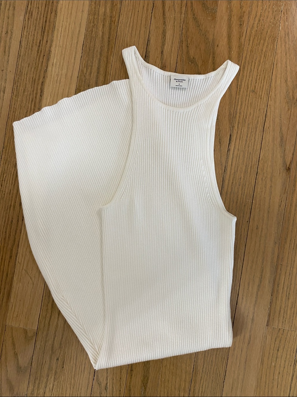 Cream Ribbed Tank Dress